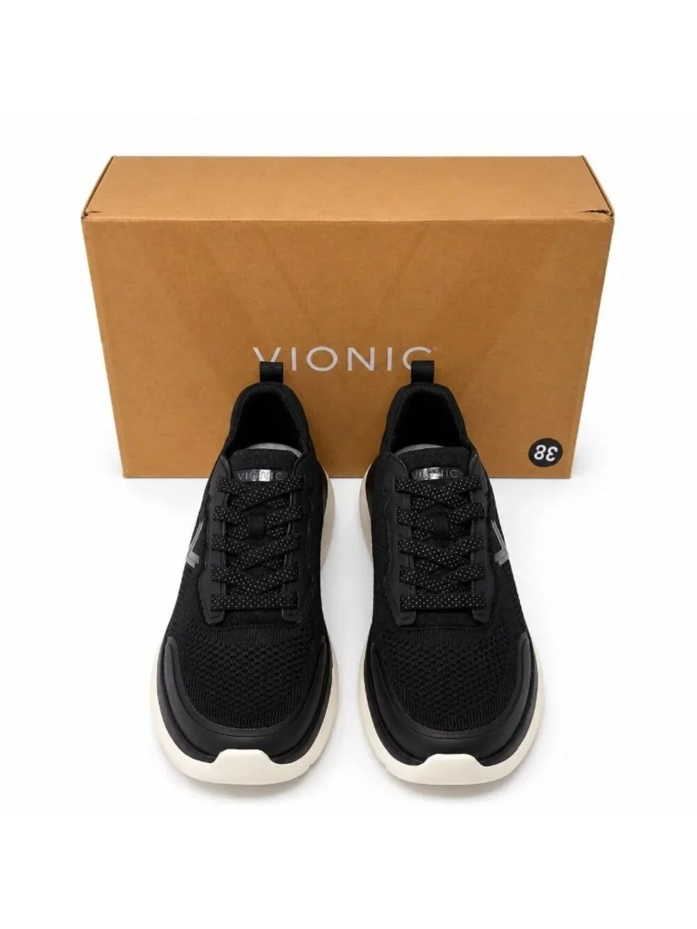 Vionic Hayward J7486M1 Womens 9 Supportive Black Knit Suede Walking Sneakers